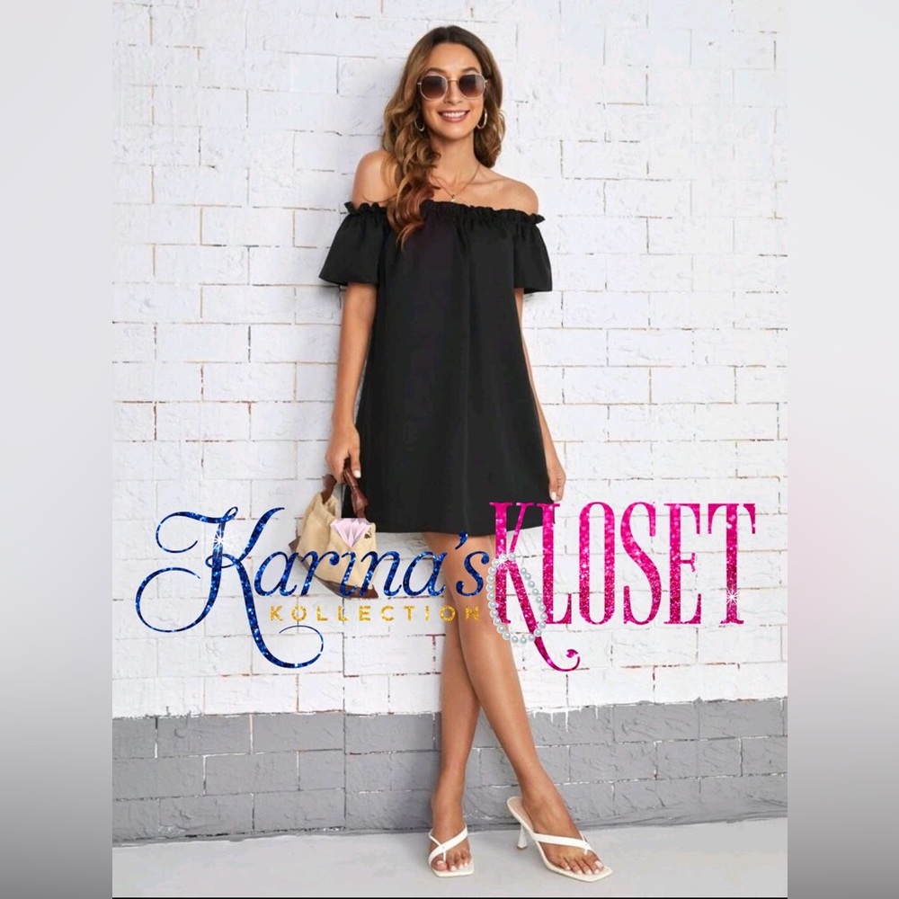 Off the Shoulder Ruffle Dress, NWT, Summer Dress, Mini, Little Black Dress